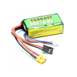 EGOBATT - 6.6V  800 mAh LiFePO4 Conn. JR + XT30 e con Bil. XH