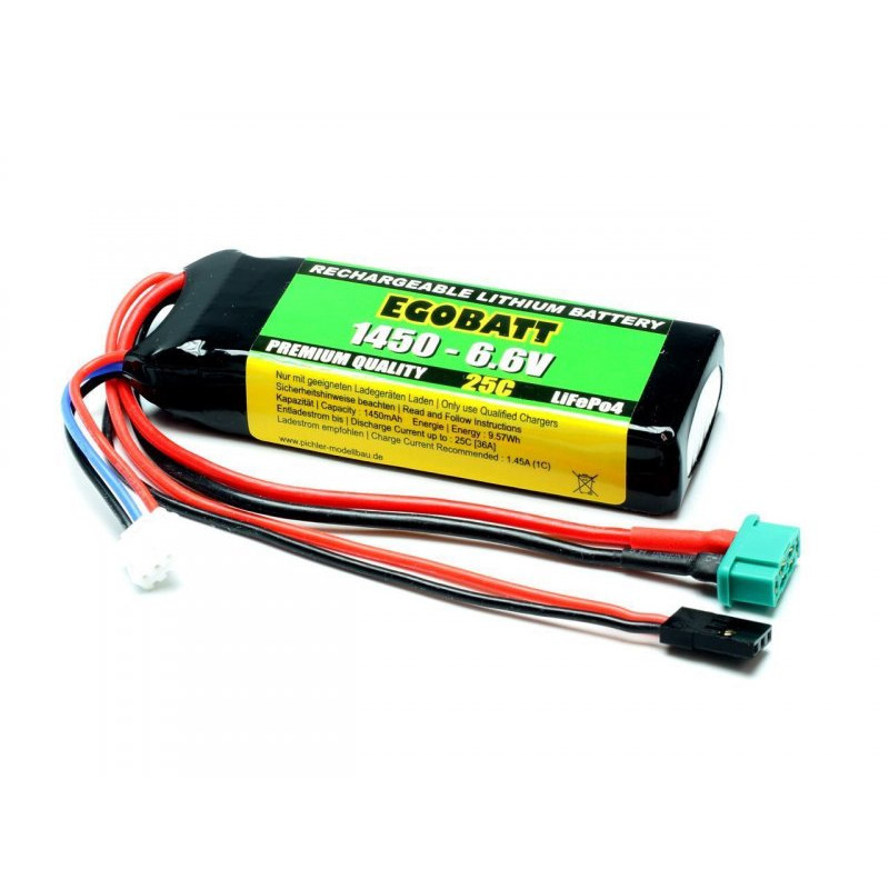 EGOBATT - 6.6V 1450 mAh LiFePO4 Conn. JR + HS e con Bil. XH