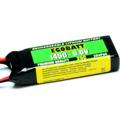 EGOBATT - 6.6V 1450 mAh LiFePO4 Conn. JR + HS e con Bil. XH