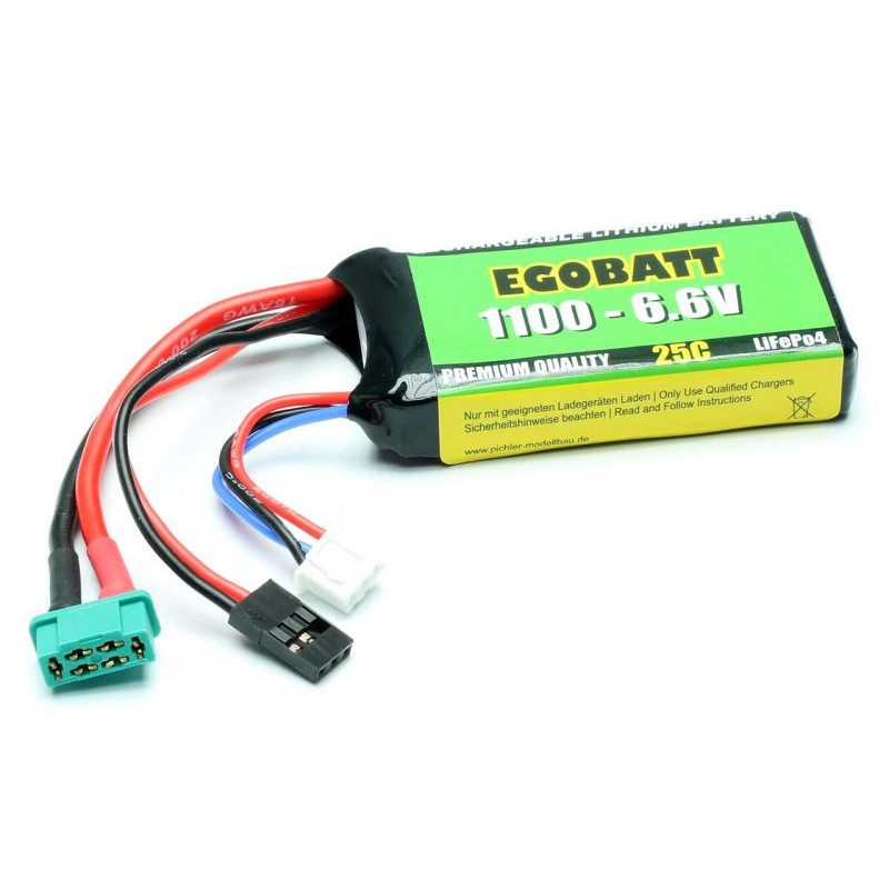 EGOBATT - 6.6V 1100 mAh LiFePO4 Conn. JR + HS e con Bil. XH