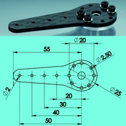 Squadretta Servocomando in Carbonio 1 Braccio 55 mm.